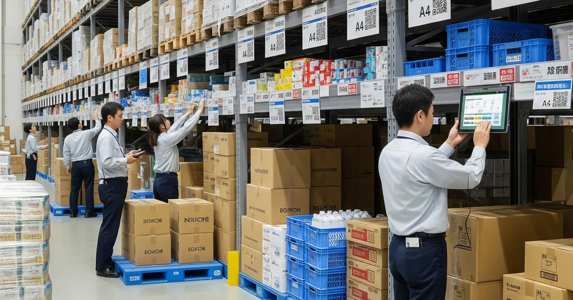 物流倉庫に電子棚札を導入