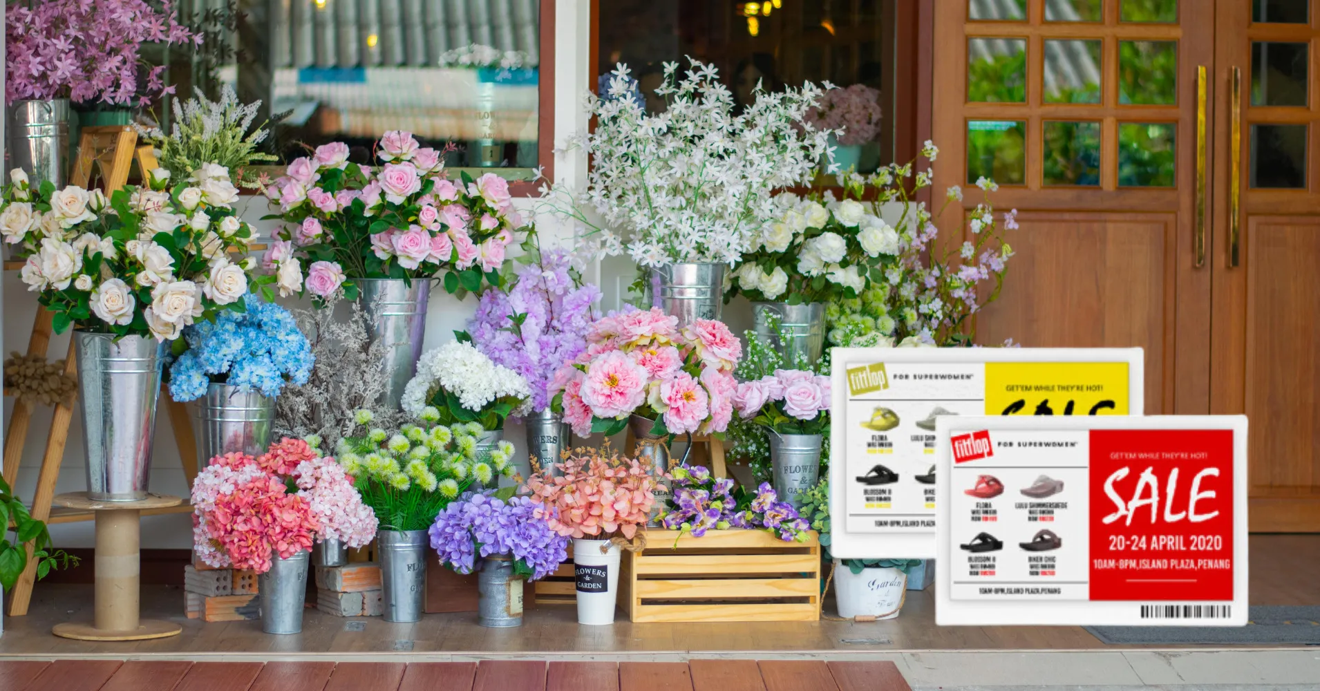 花屋に電子棚札（電子ペーパー）を設置